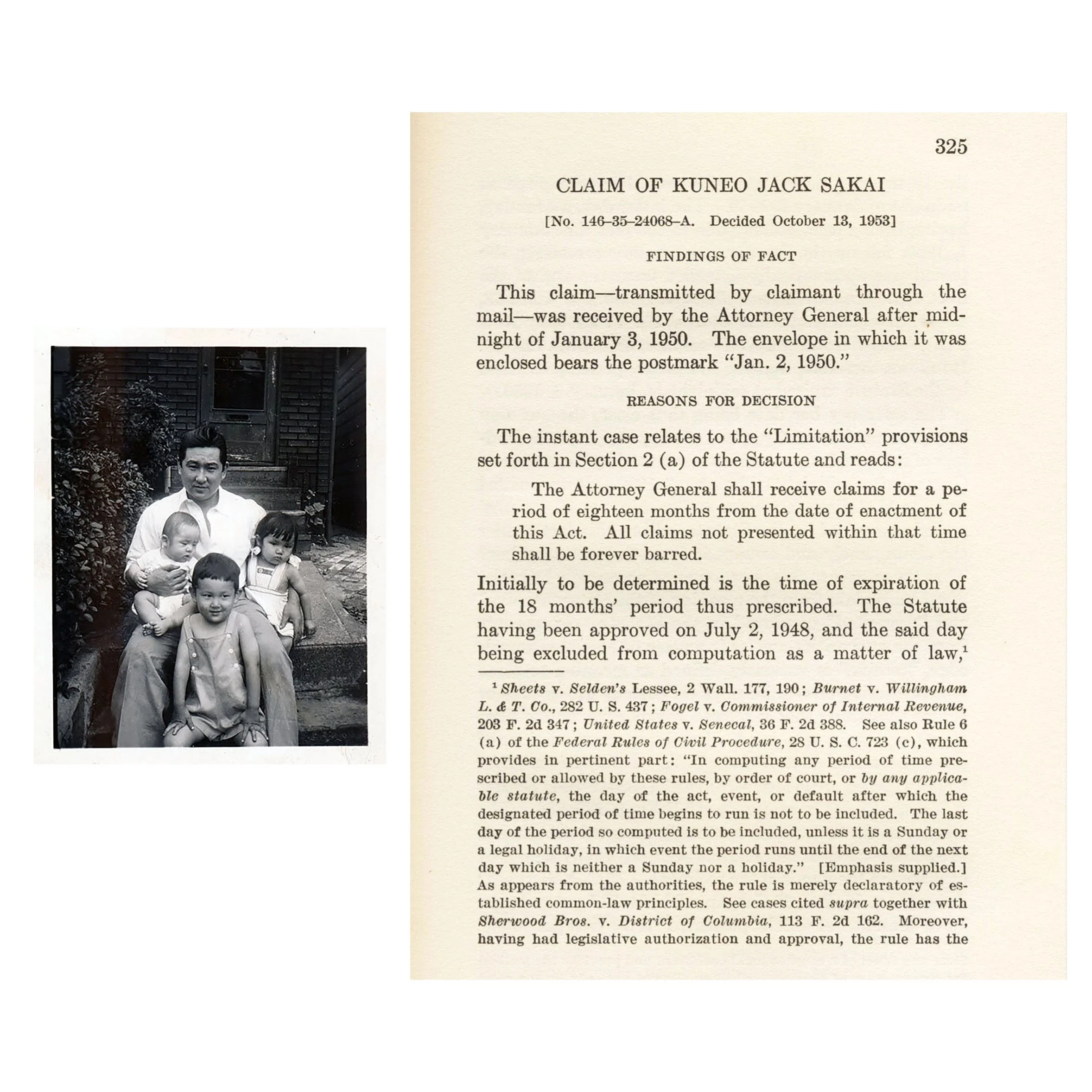  Artist’s grandfather’s rejection of claim of loss against the United States Government, October 13, 1953, discovered in the National Archives 