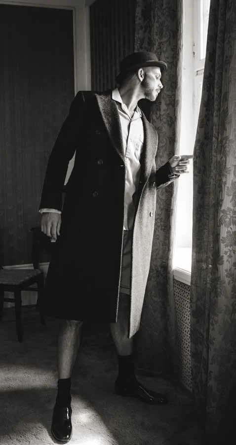 coat: BLk DNM pajamas: aCNe sTUDIos shoes: aCNe sTUDIos socks: aCNe sTUDIos hat: osCar JaCoBsoN