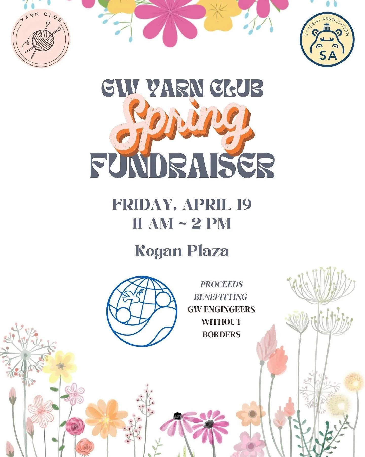 GW Yarn Sale, today in Kogan!! Proceeds will be generously donated to our EWB Uganda project! Stop by today and get an adorable, handmade piece of art!