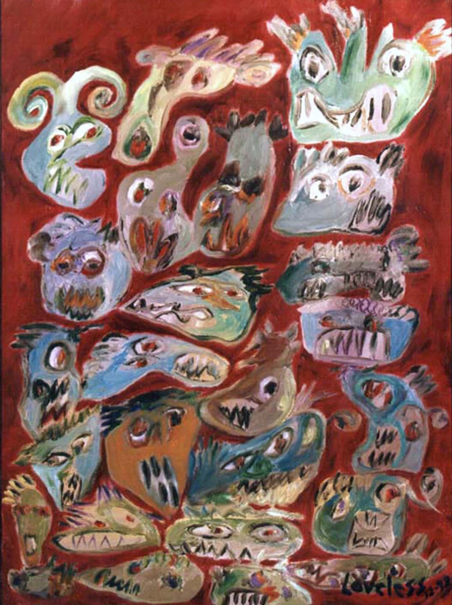 "Teeth Gnashing" 1991 Acrylic on Canvas 48" x 36"