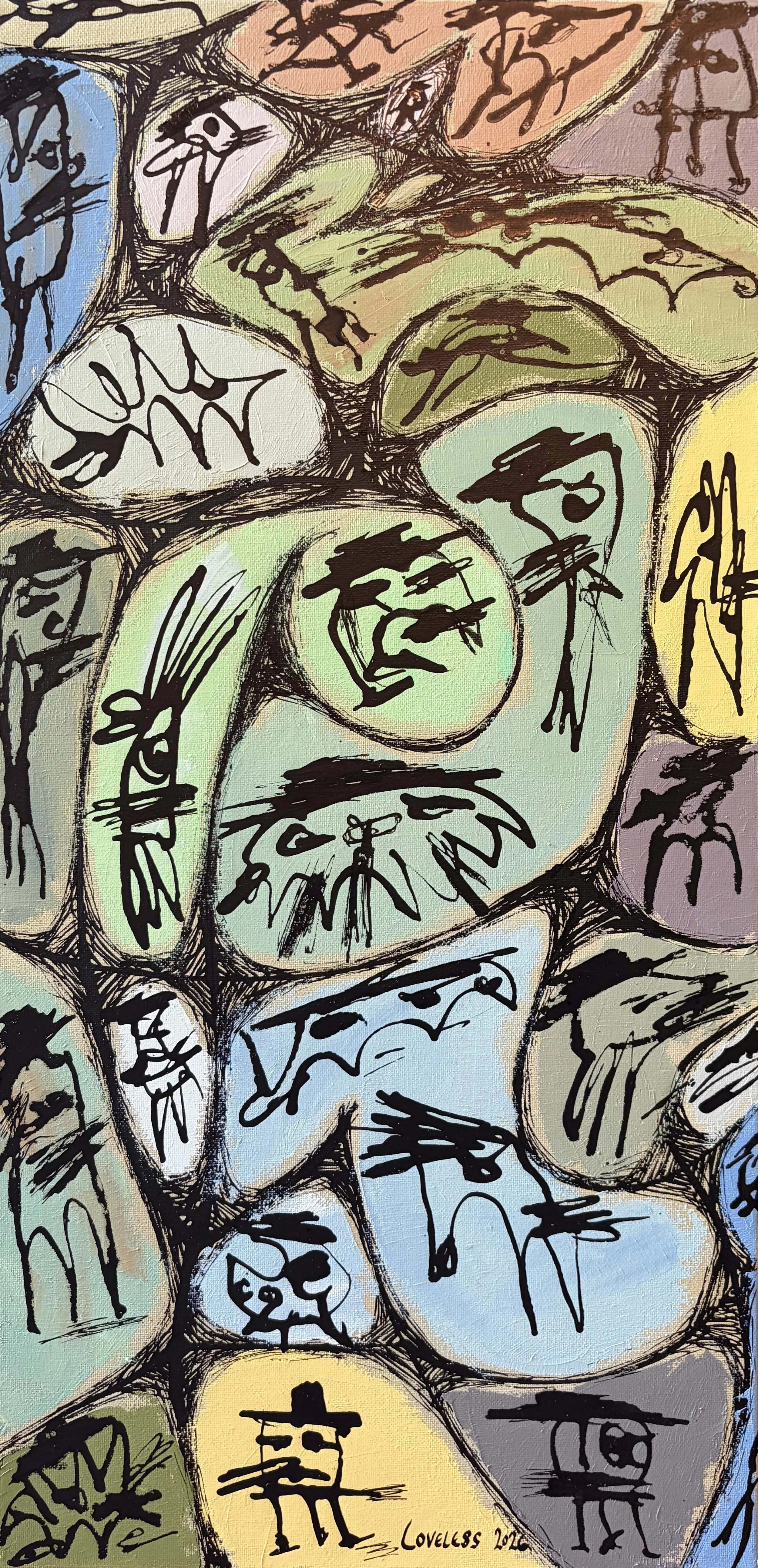 The Rich & Famous (2026) Oil, Ink, Canvas 24"x12"