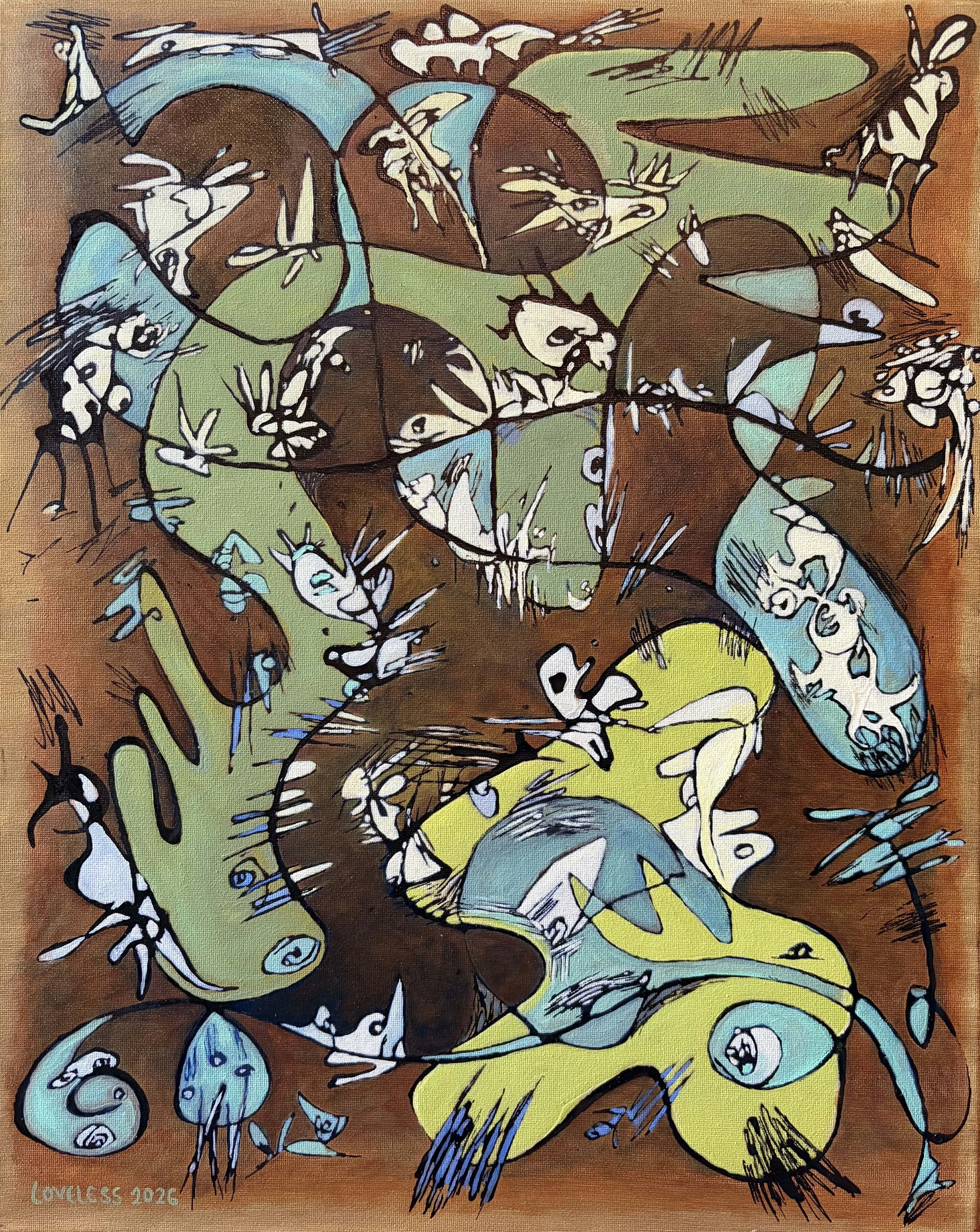 (Untitled) 2026 Oil, Ink, Canvas 24"x18"