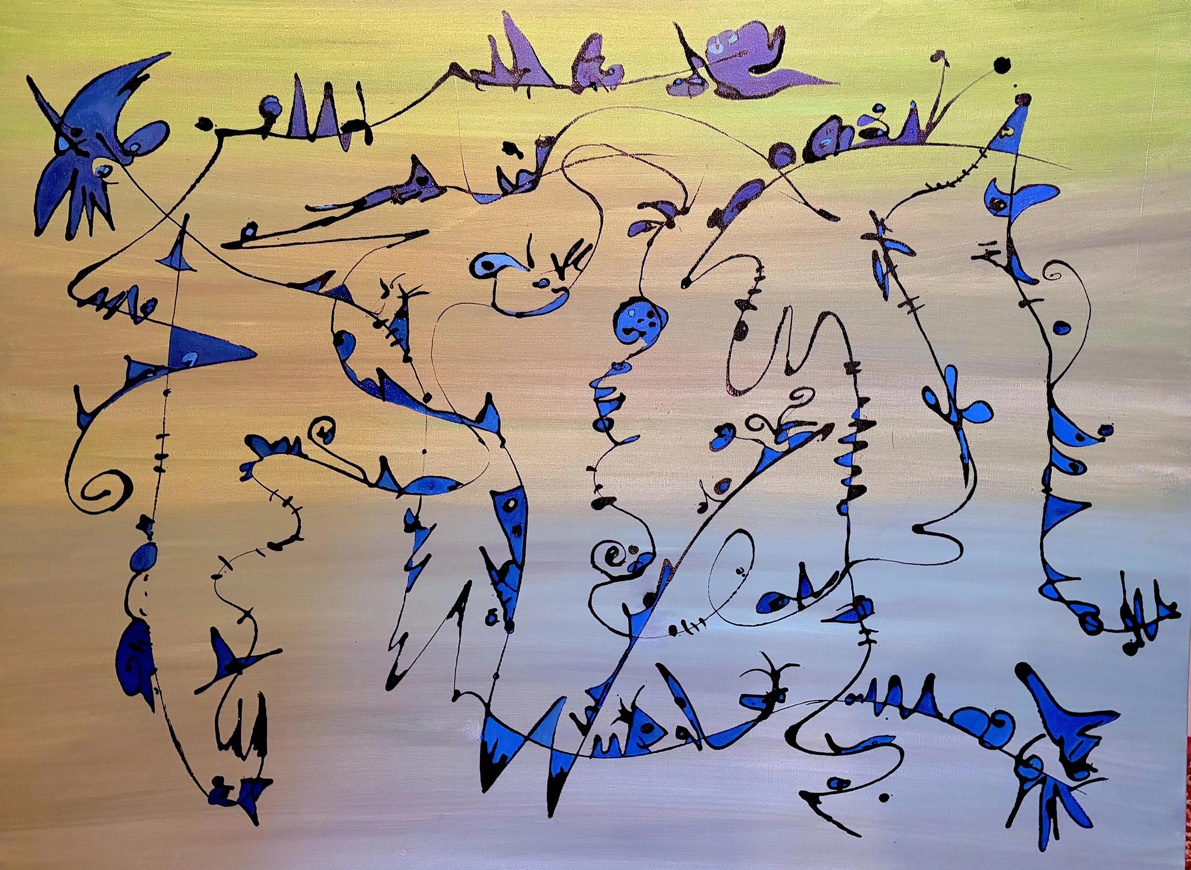 Dance Step Diagram #6/8 (2025) Oil, Ink, Canvas 30"x40"