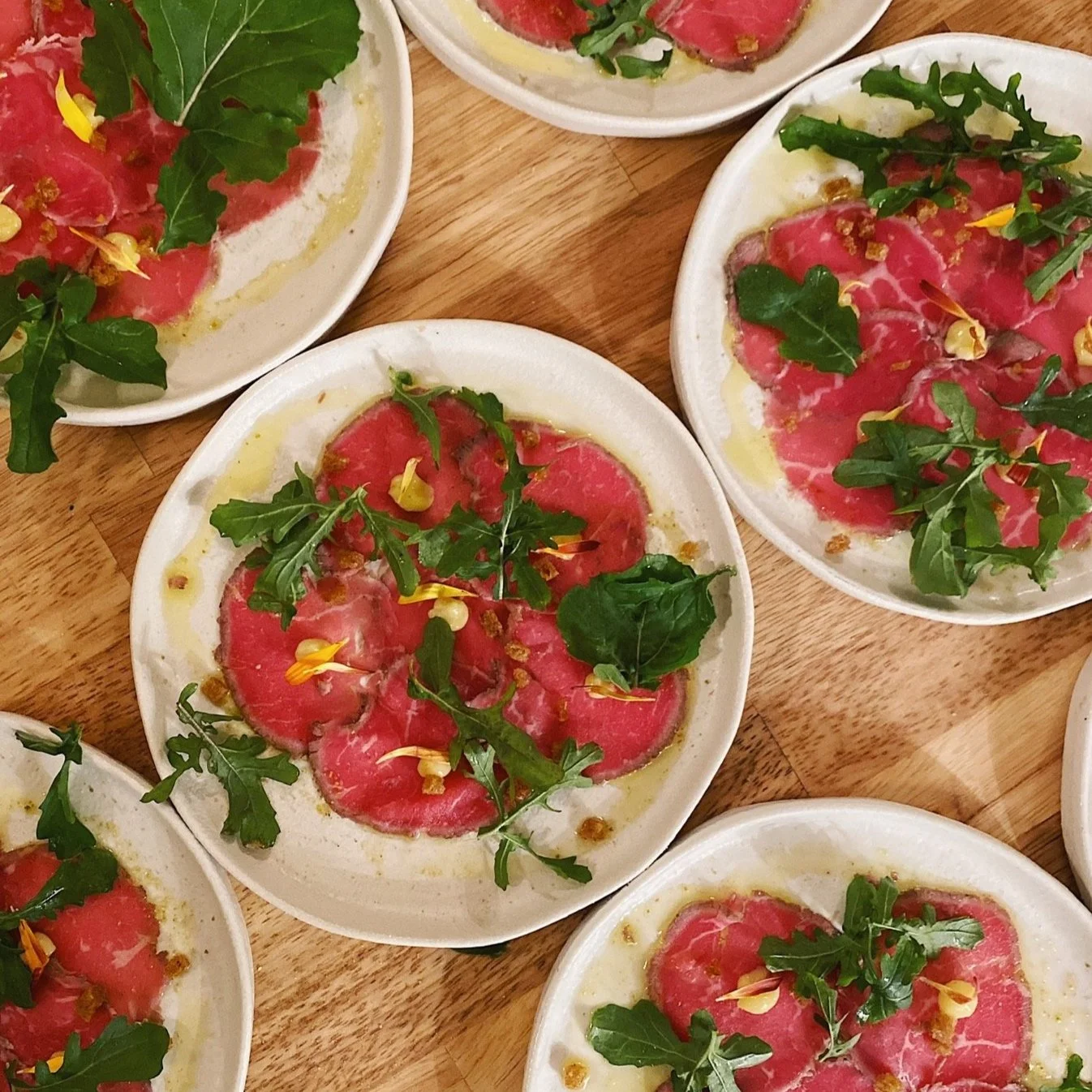 Bell's Farm Beef Carpaccio, Pickled Shallots, Chick Weed, Capers