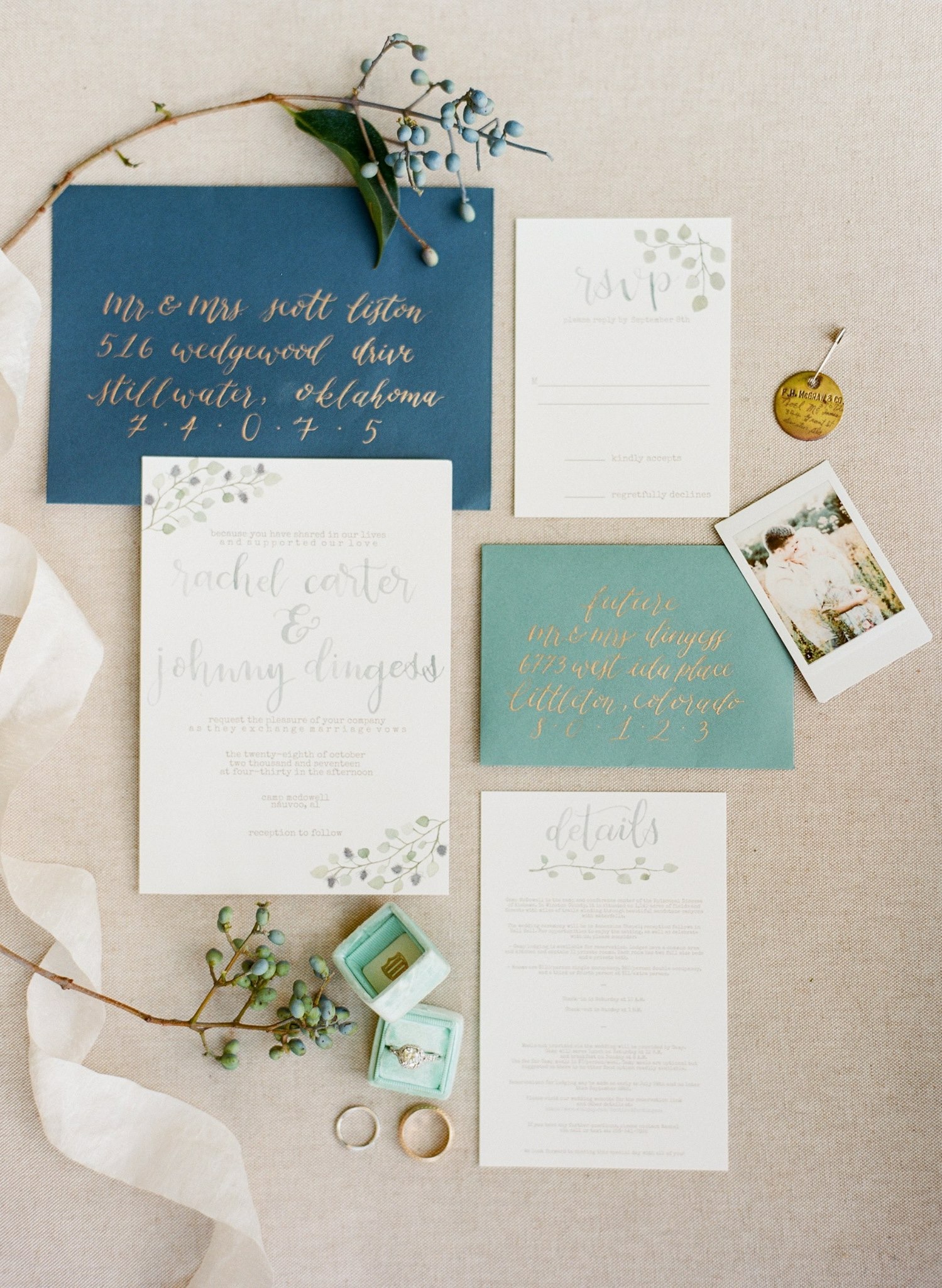 Camp McDowell Wedding Invitations and Calligraphy