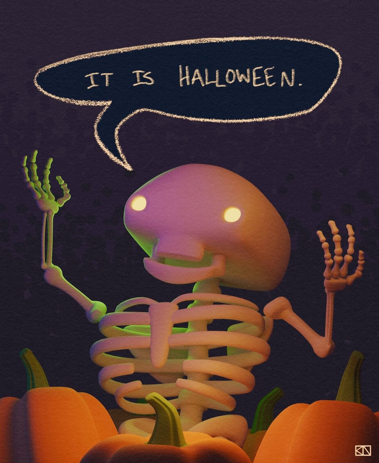 It is. 🎃

#3dmodeling #3dmodel #blender #blender3D #3Dart #3Dartist #halloween #halloween2021 #spookyseason #spooky #skeleton #pumpkins #skeleton #trickortreat #3dcharacter #spook #halloweenart