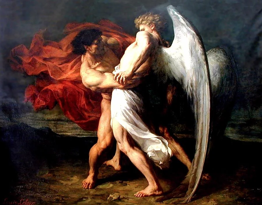 "Jacob Wrestling with the Angel" by Alexander Louis Leloir