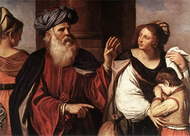 Abraham casting out Hagar and Ishmael.