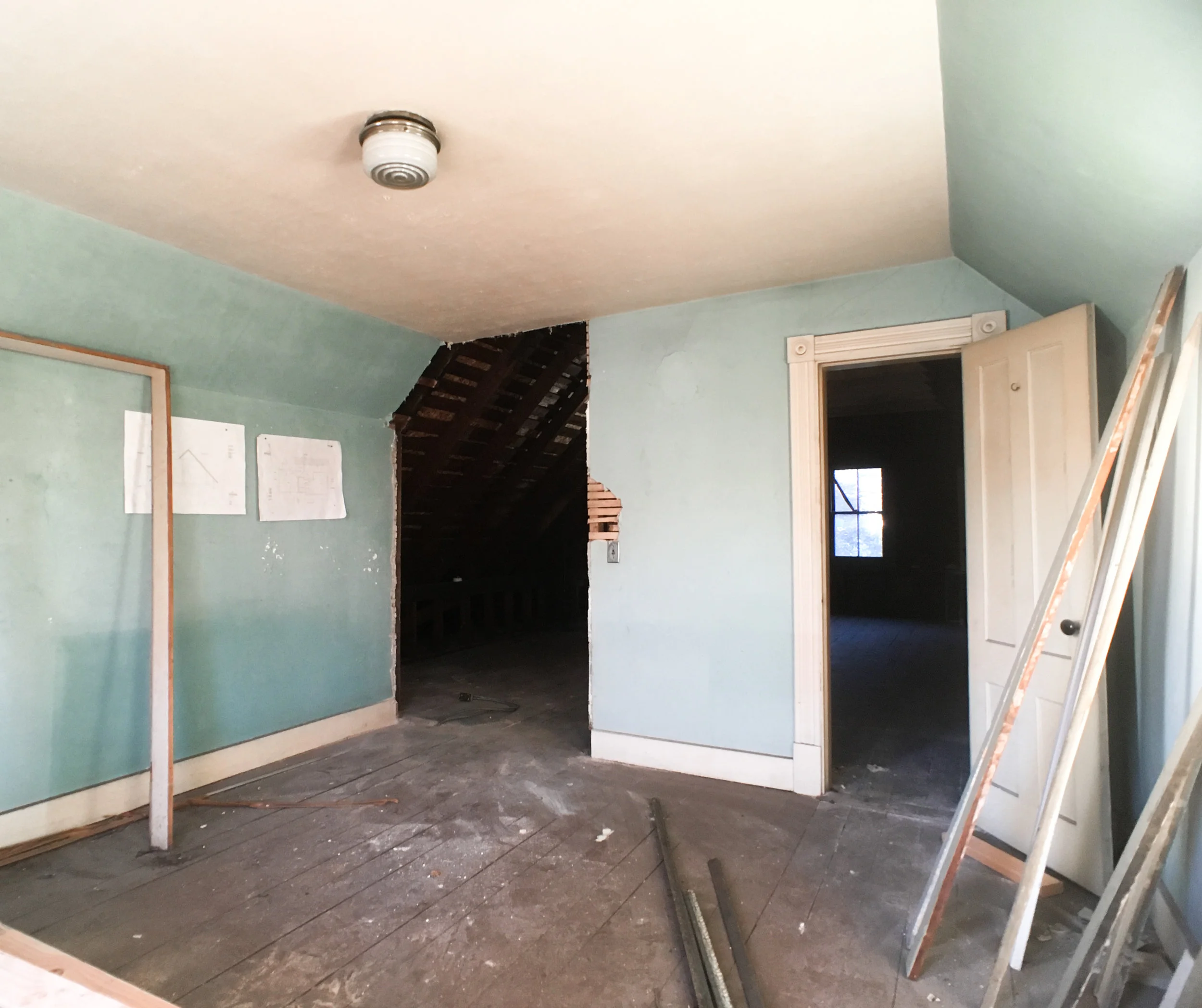 This original room was quite charming but definitely need some love. We will be keeping most of the layout and original details but will be modifying where it meets the hallway and the new future upstairs bathroom. 