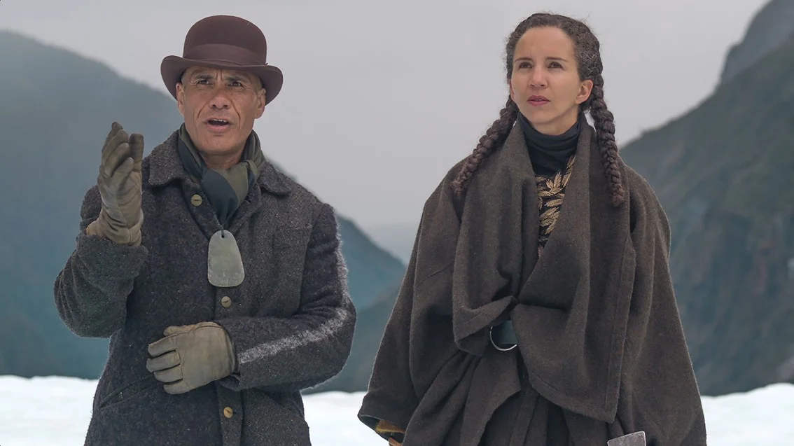Sasha Huber, Karakia – the resetting ceremony , 2015 (video still), featuring Jeff Mahuika (Kāti Māhaki, Poutini Kāi Tahu). Courtesy of the artist.