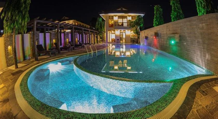 Take a dip in the pool and spa