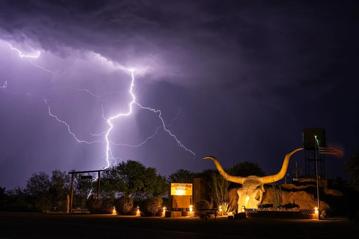 With storms all around, we started out in Sonoita then through Corona de Tucson then we headed south. With the storm heading south too. We set up at this iconic southern Arizona location in hopes the storm would track just right. It was a great night