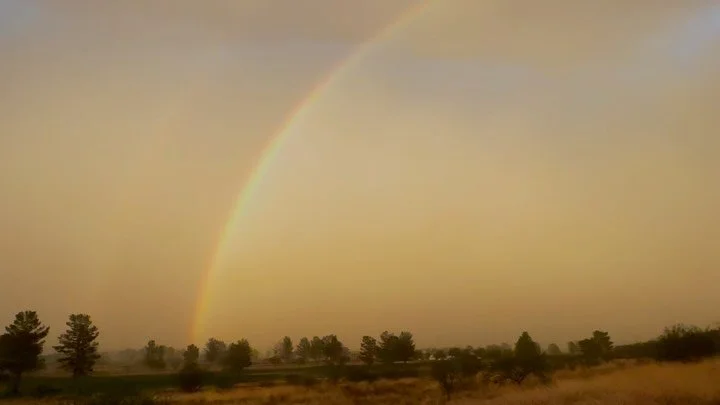 A beautiful rainbow in southern Arizona. The brownish color in the sky is actually dust from a distant haboob that traveled westward. 
.
.
.
#lightning #storm #rainbow #doublerainbow #nogales #riorico #santacruzcounty #stormchasing #weather #azwx #mo
