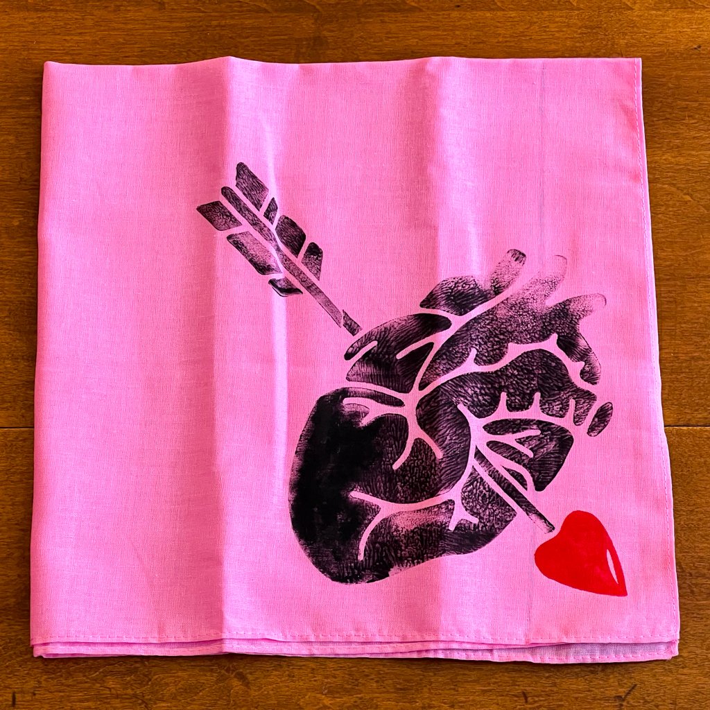 Heart Lino Print Bandana
