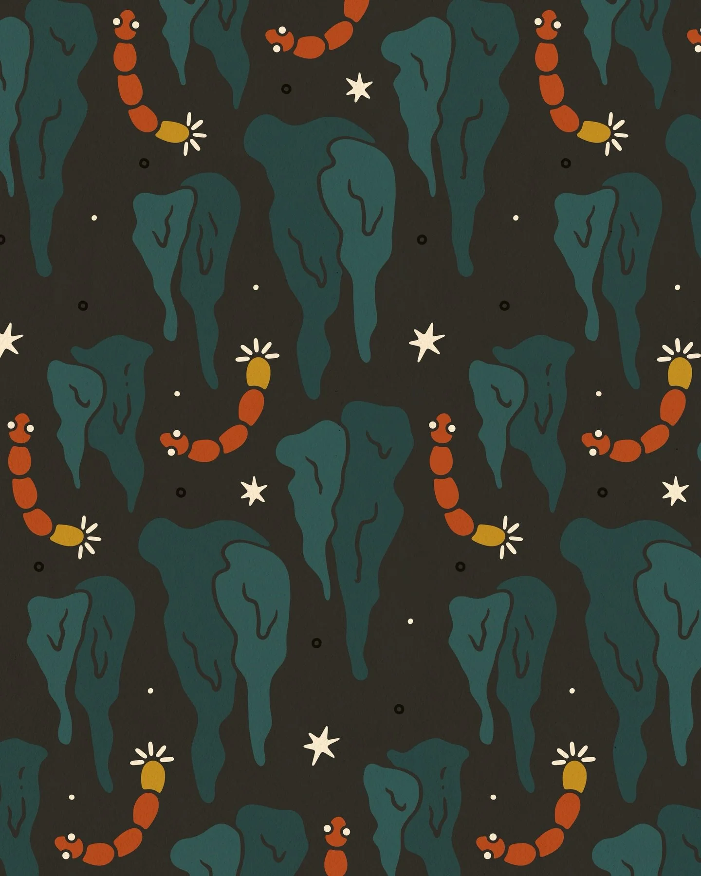 Days 25 &amp; 26 of @melanie.johnsson&rsquo;s Pattern Challenge. I realized that my celestial pattern would work for the glow prompt as well. But here are some more bioluminescent buggies is the form of glow worms. 🪱 ✨

#thepatternchallengebymel #th