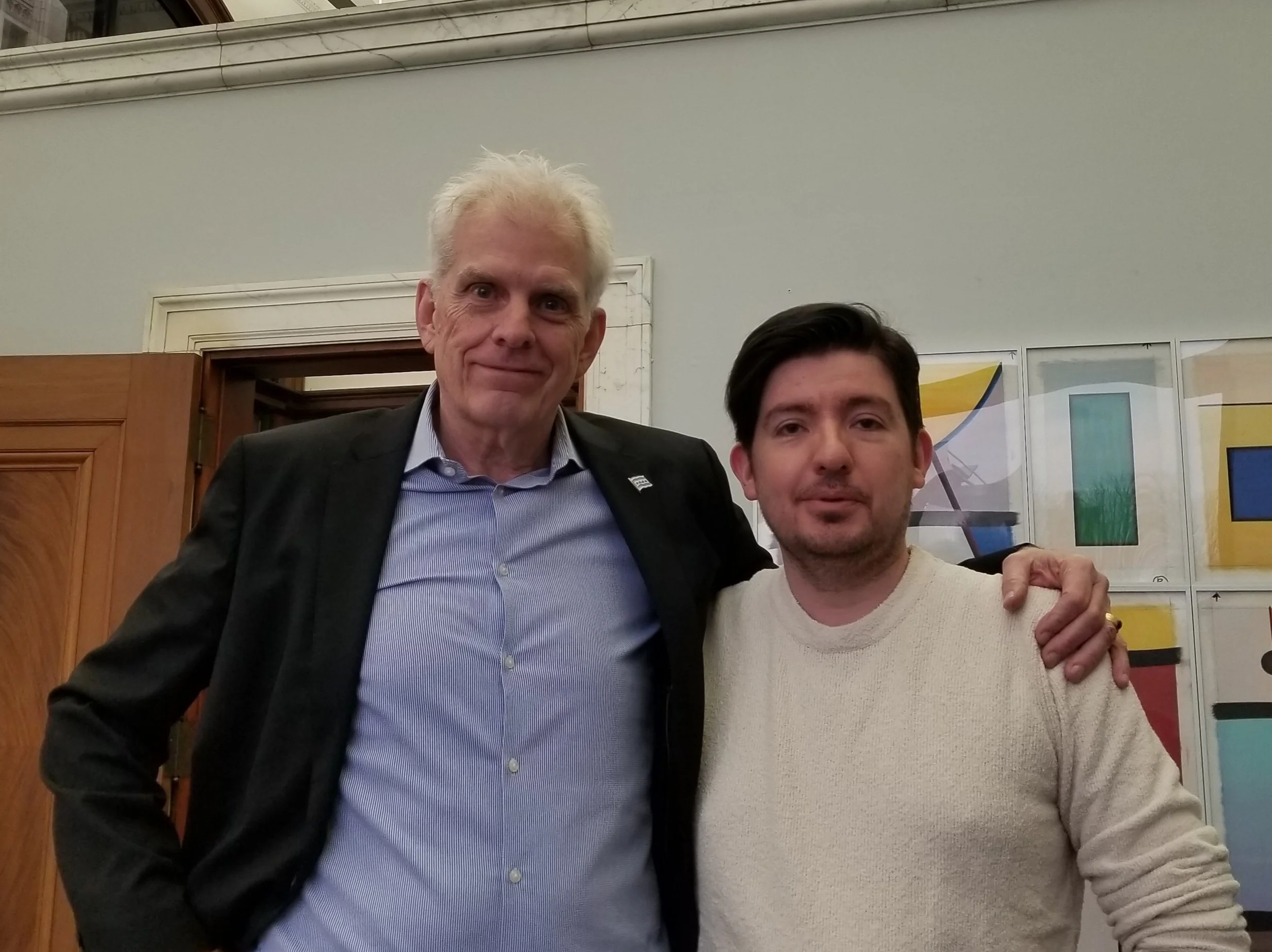 Chicago DCASE Commissioner Mark Kelly and WDCB's Gary Zidek