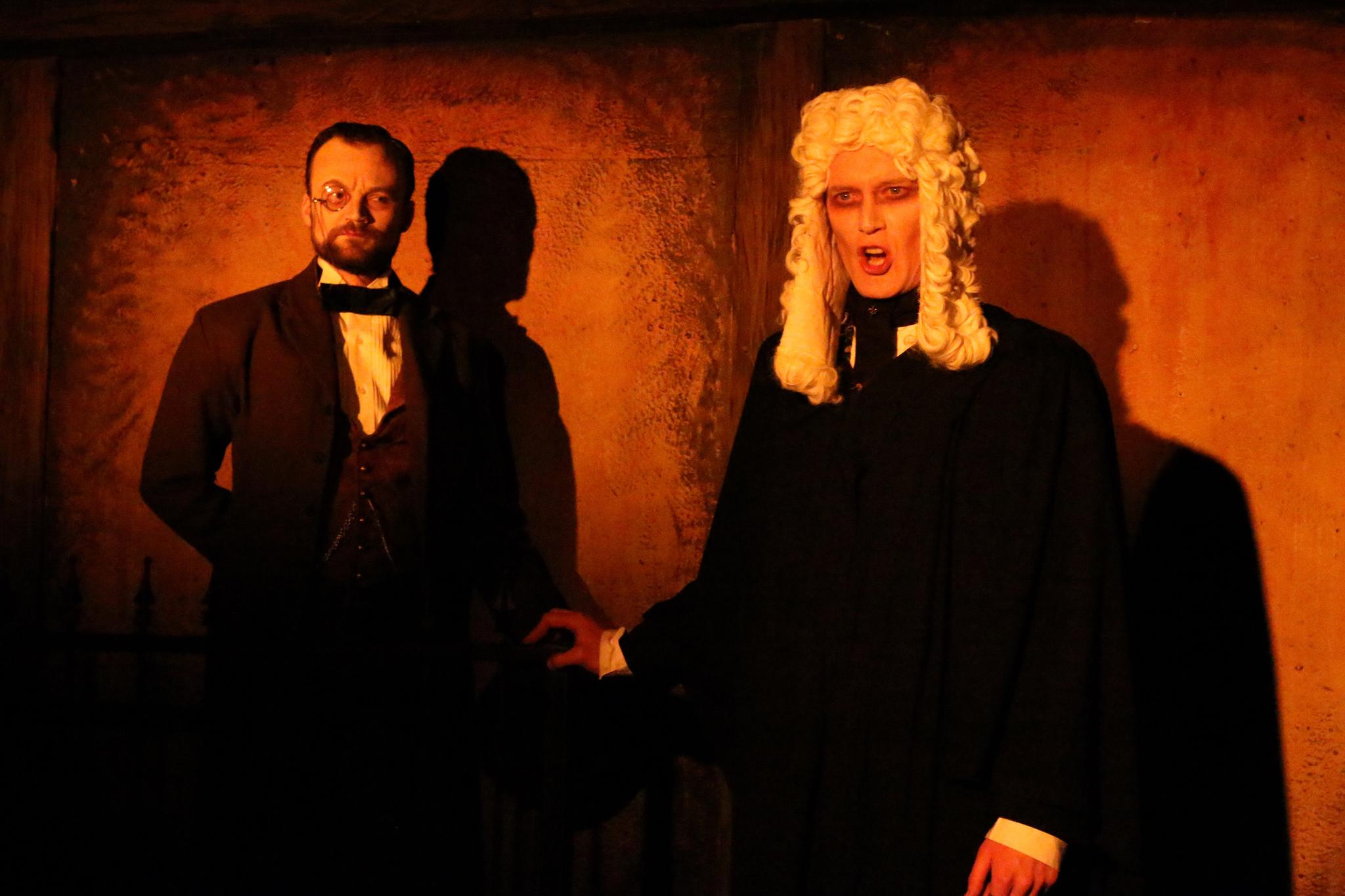 Kevin Webb as Beadle Bamford and John B. Leen as Judge Turpin. Photo Credit: Cody Jolly