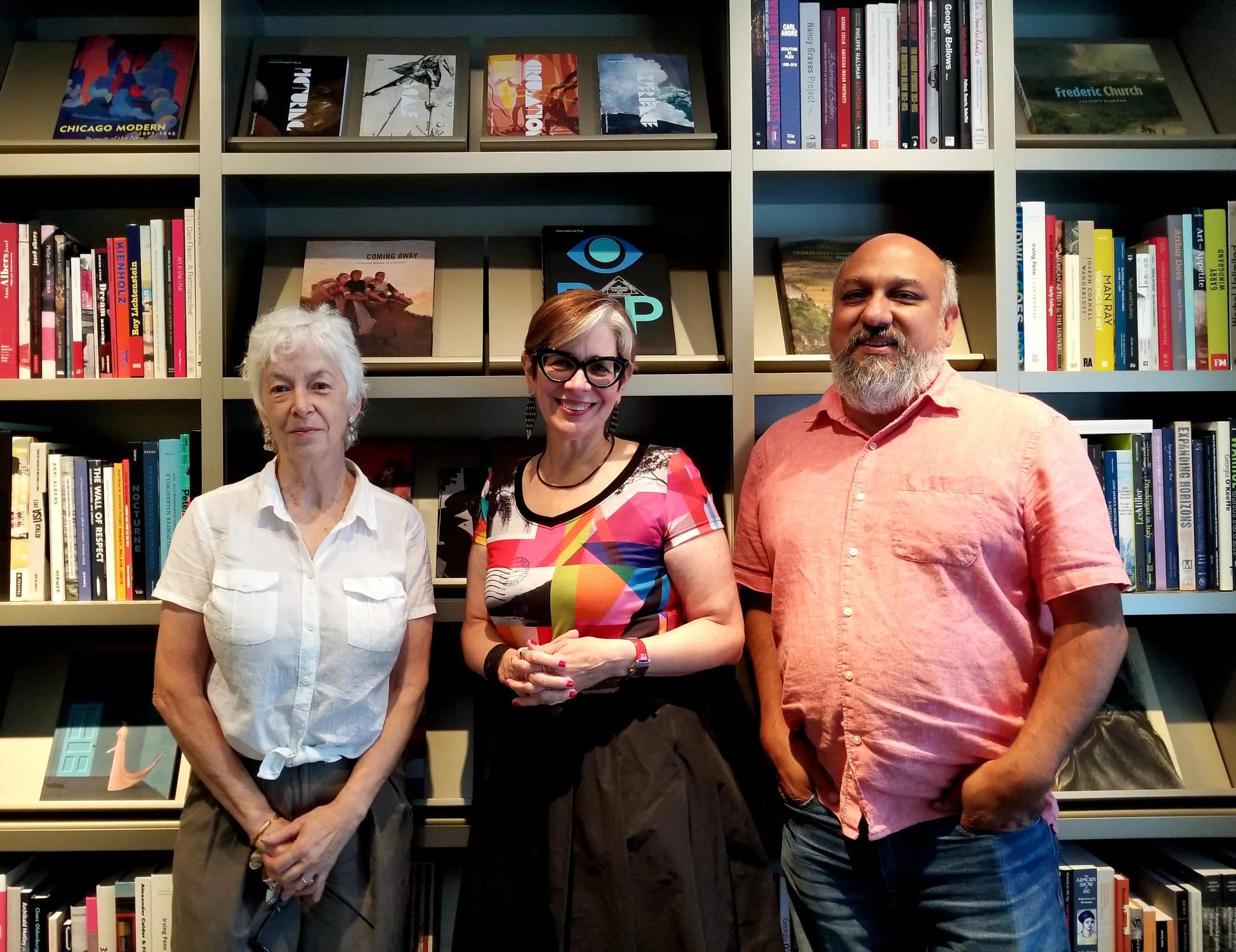 From L to R: Lynne Warren, curator at MCA, Debra Kerr, executive director of Intuit: the Center For Intuitive and Outsider Art and Cesareo Moreno, director of Visual Arts and Chief Curator at the National Museum of Mexican Art.