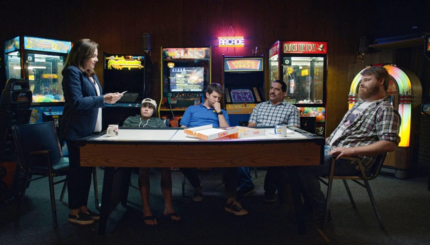 Candi Milo, Brendan Meyer, Jon Heder, Richard Esteras & Steve Berg in WHEN JEFF TRIED TO SAVE THE WORLD.