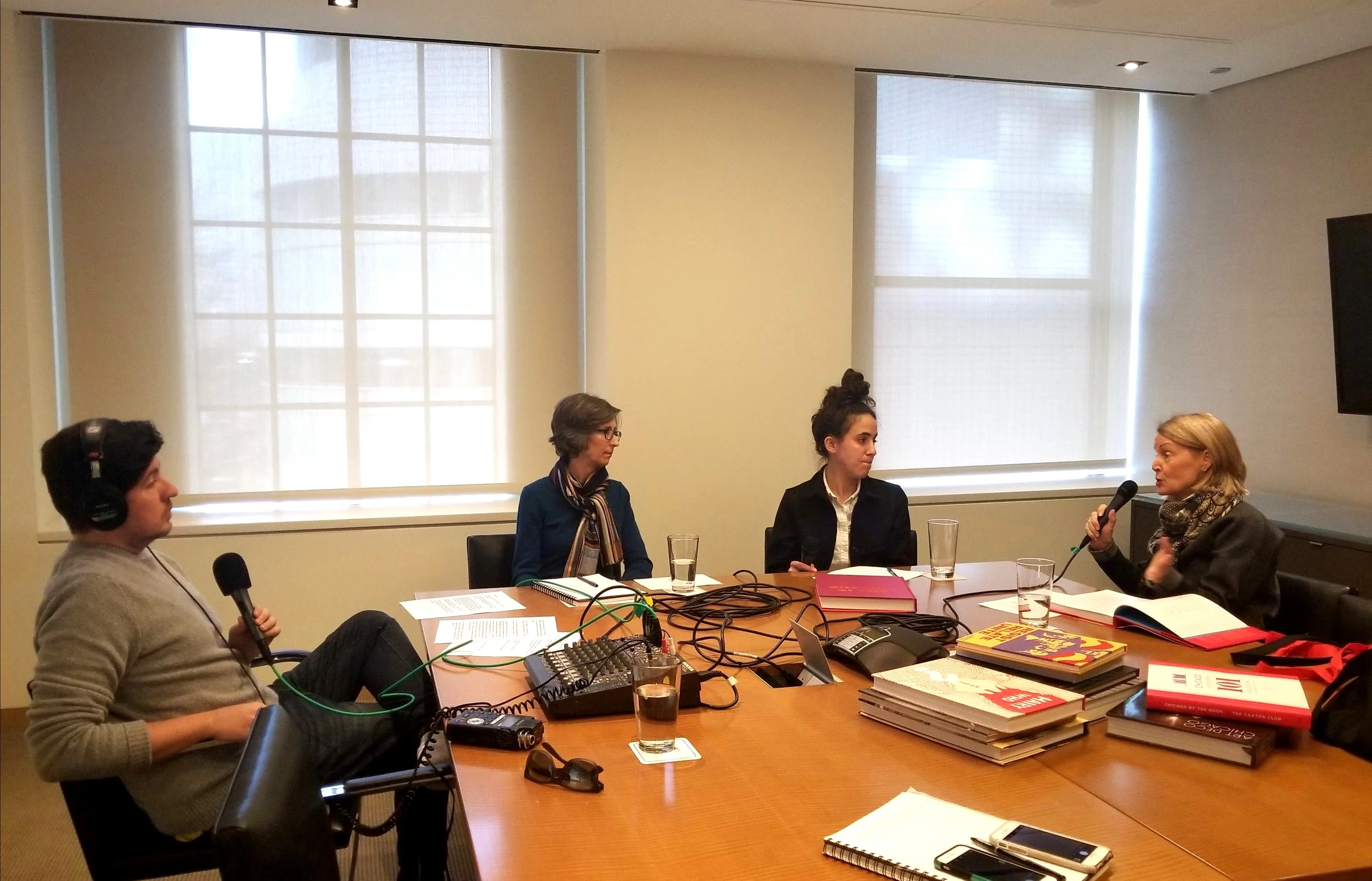 Left to right: WDCB’s Gary Zidek, the Terra Foundation’s Jenny Siegenthaler, editor Maggie Taft and the Driehaus Foundation’s Kim Coventry.