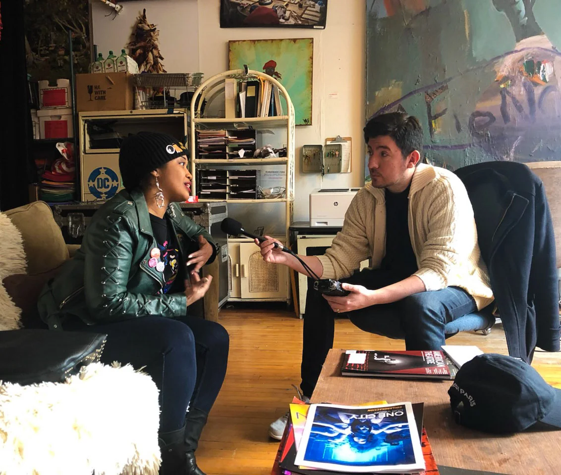 Tonika Johnson talking with WDCB’s Gary Zidek