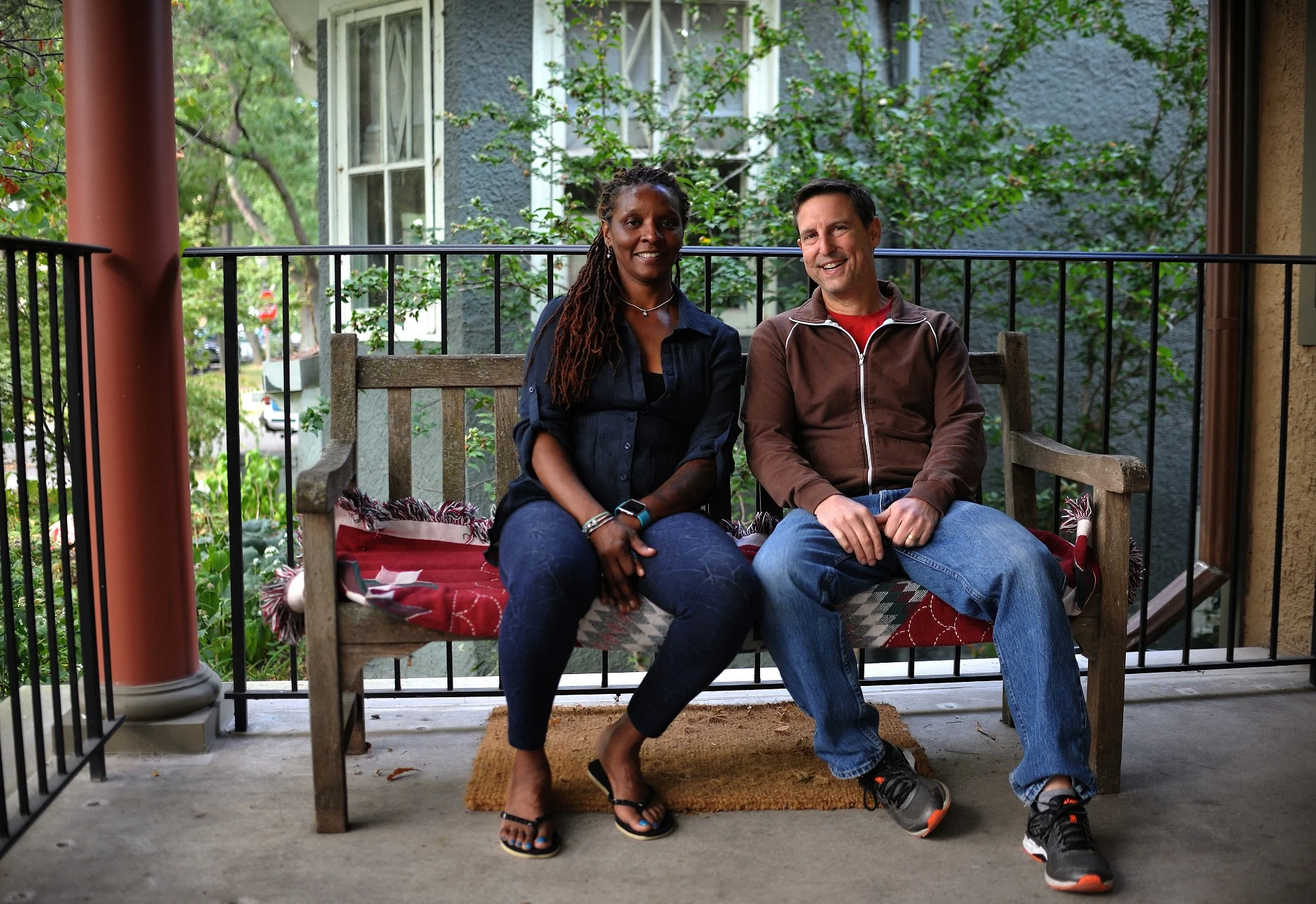 Edgewater resident Wade, sitting with his Folded Map twin Nanette on her porch in the Englewood community. Courtesy of Tonika Lewis Johnson.