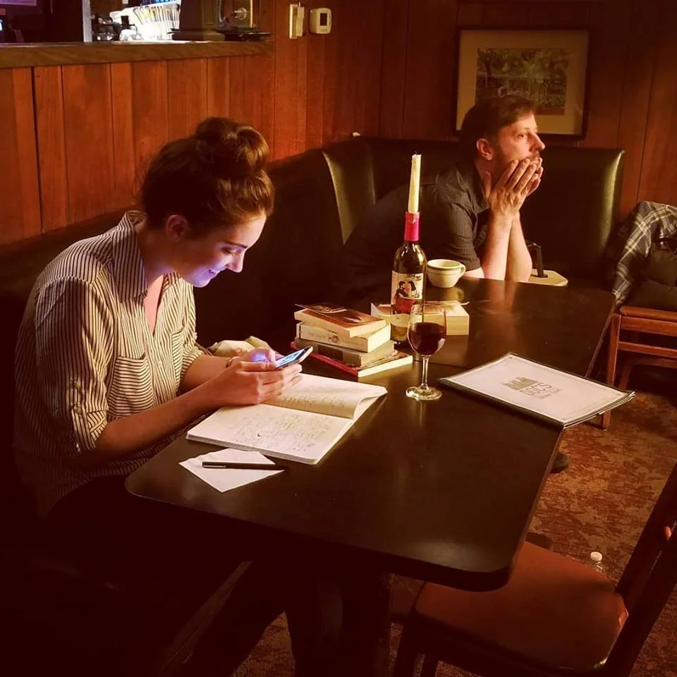 Clare Cooney and Michael Glover Smith on set of RENDEZVOUS IN CHICAGO