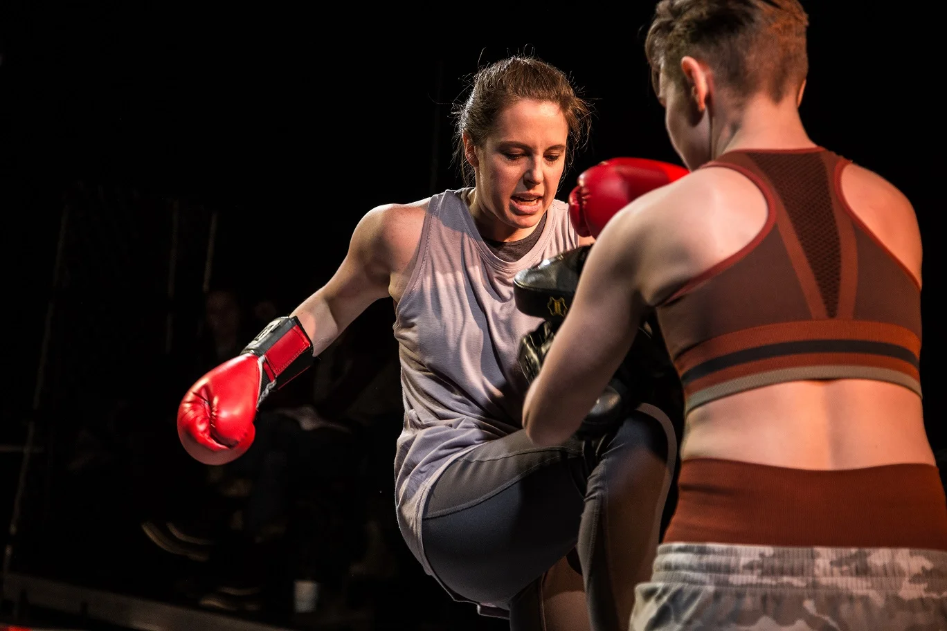 A scene from Broken Nose Theatre’s GIRL IN THE RED CORNER. Photo Credit: Austin D. Oie