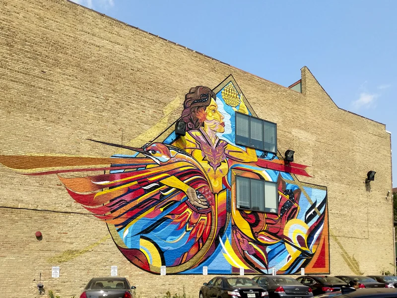 ABRAZANDO LA VIDA, Miguel A. Del Real. Located at 1613 W/ Chicago Ave., Chicago. Photo credit: Ji Yang