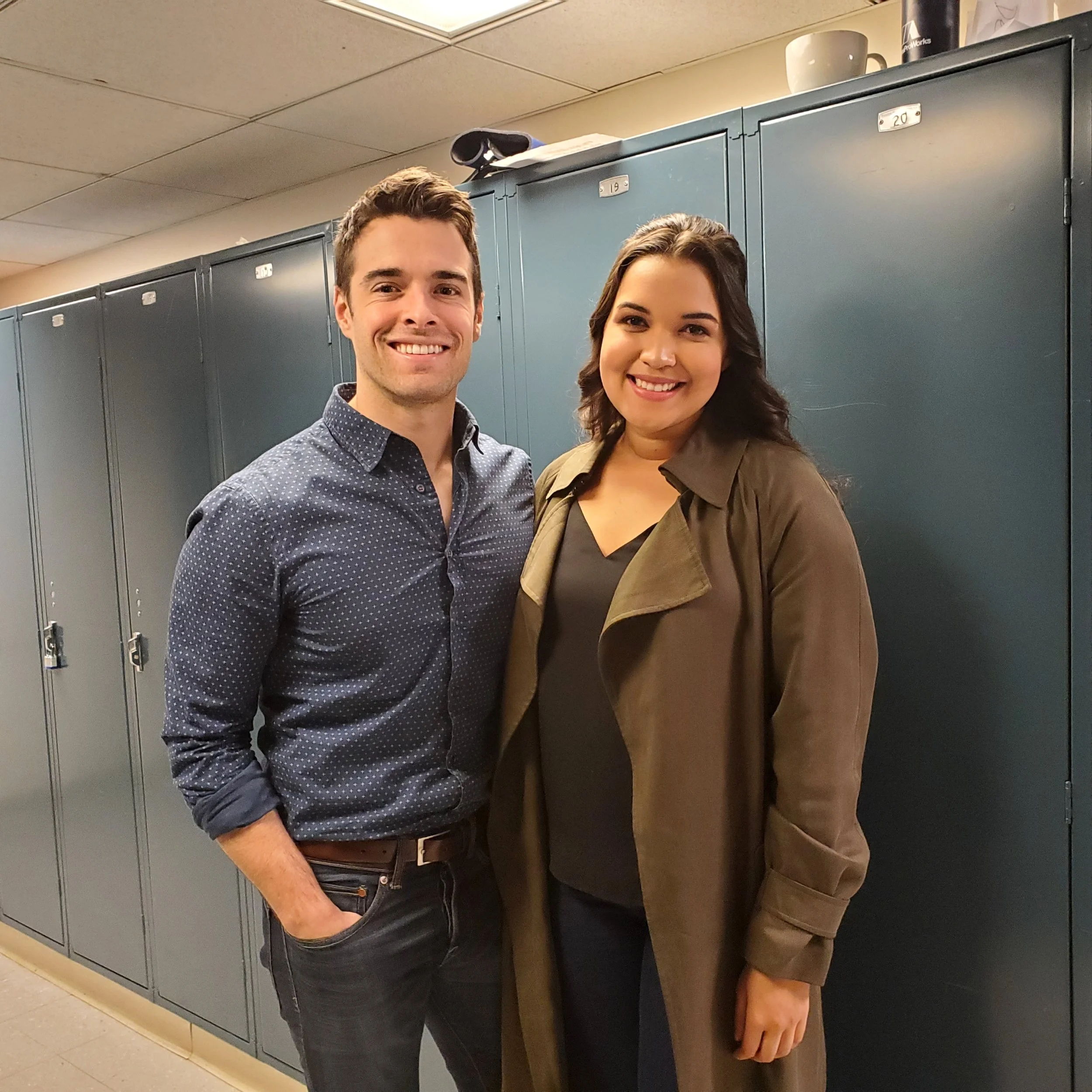 Corey Cott and Mikaela Bennett near a rehearsal room at Lyric Operahouse
