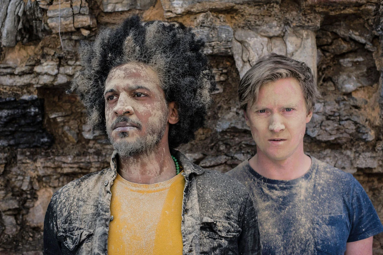 Ahmed Moneka and Jesse LaVercombe in GILGAMESH AND ENKIDU. Photo credit Bruce Silcox