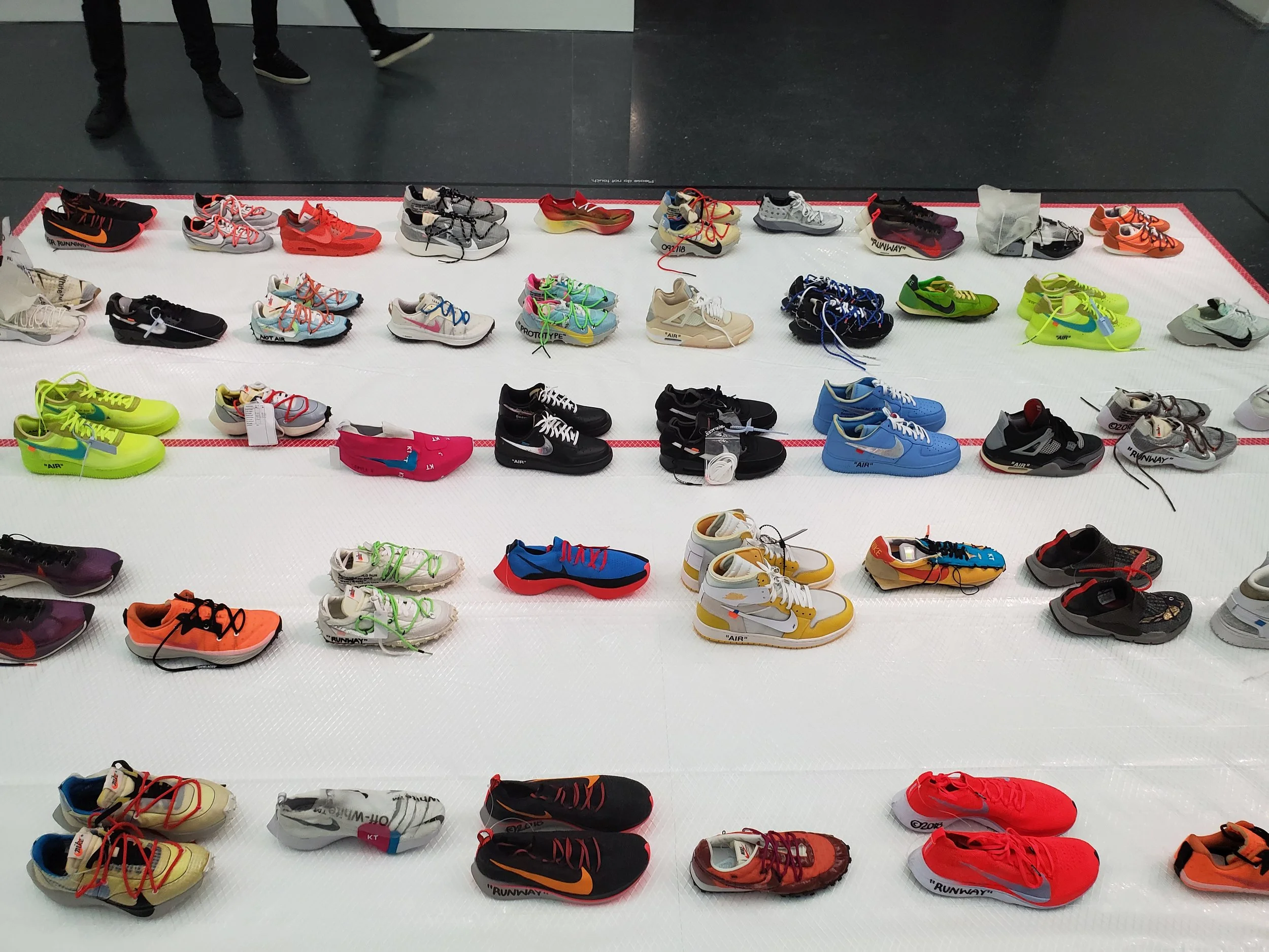 A selection of Abloh-designed Nikes on display