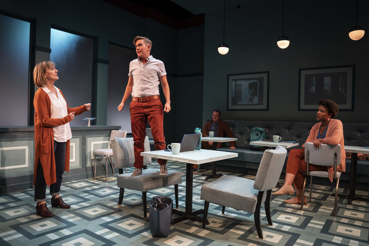 Janet Ulrich Brooks, August Foreman, Eric Slater, and Jessica Dean Turner in Victory Gardens Theater’s TINY BEAUTIFUL THINGS.