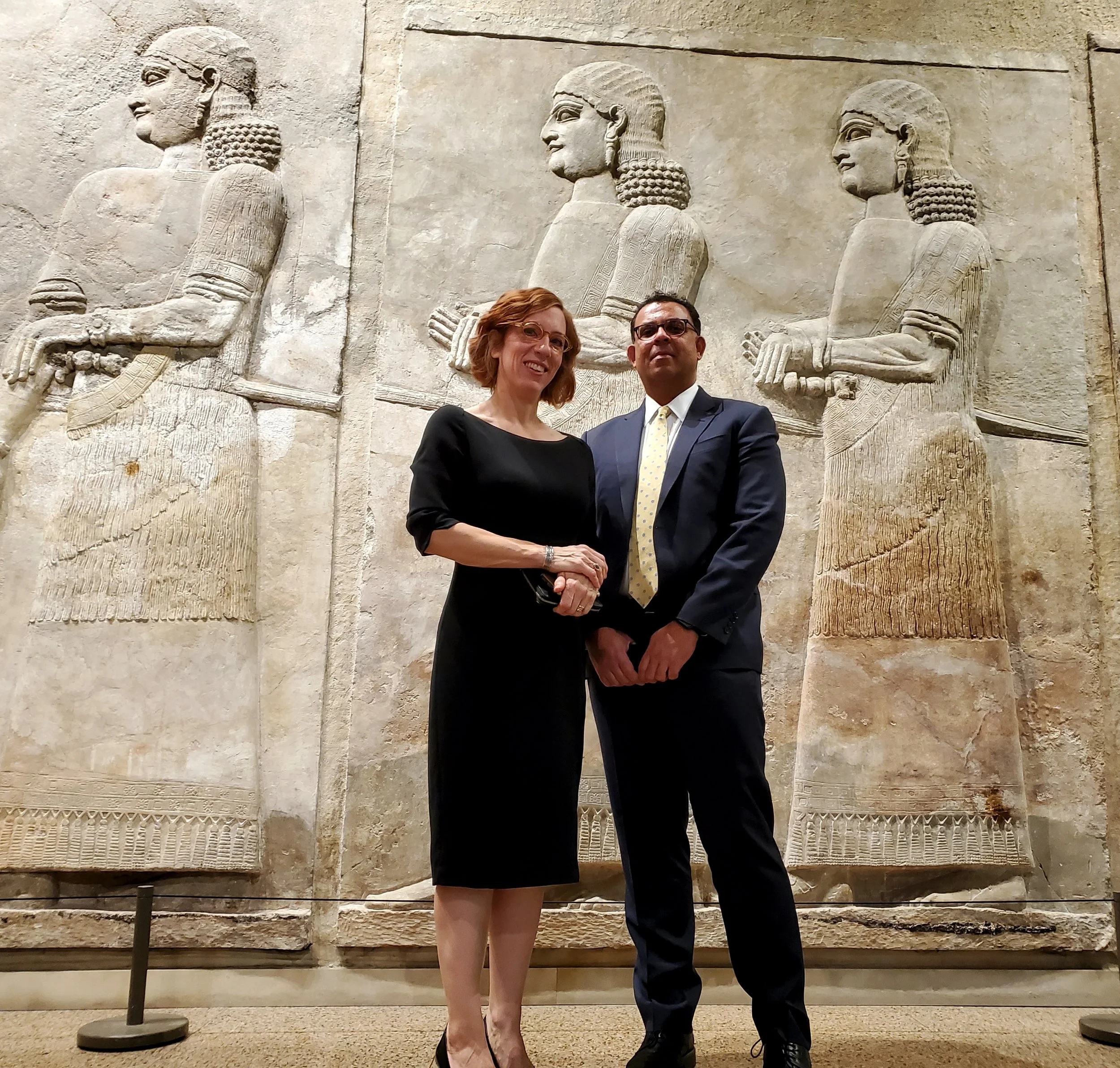 Left to right: Jean Evans, Chief Curator and Deputy Director, Oriental Institute Museum and Christopher Woods, director of The Oriental Institute.