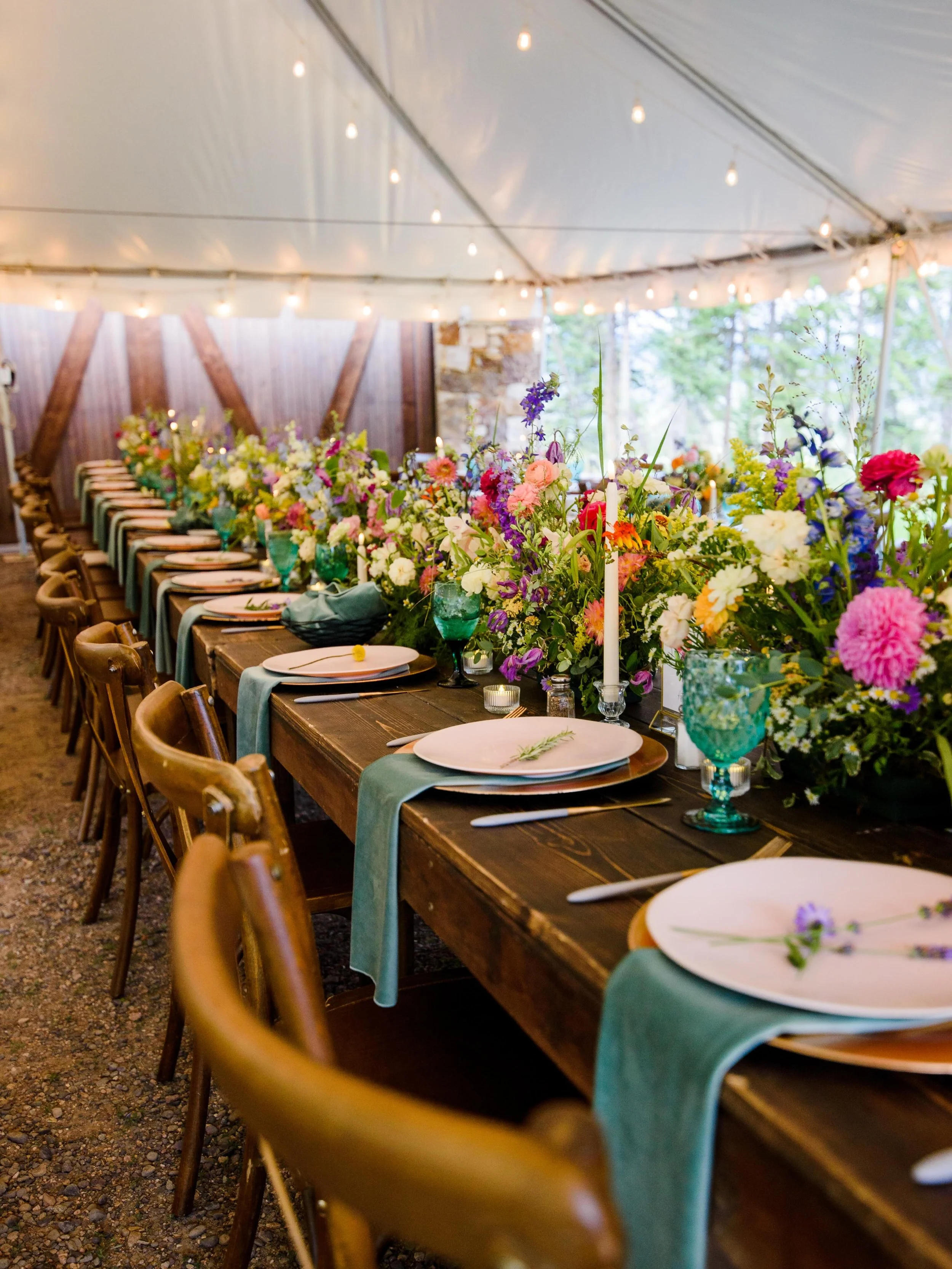Designing spaces that feel layered, immersive, and deeply personal.

Photography: @jlopezphotographyco 
Floral: @littleshopoffloral 
Tent &amp; rentals: @copartyrentals 

#LuxuryWeddingPlanner
#WeddingReceptionDesign
#ColoradoWeddingPlanner
#LuxuryWe