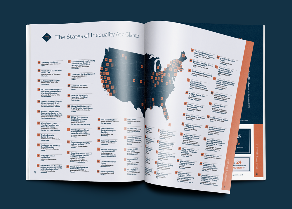 Infographic highlighting every story covered by geography in 2016 · from the Annual Report