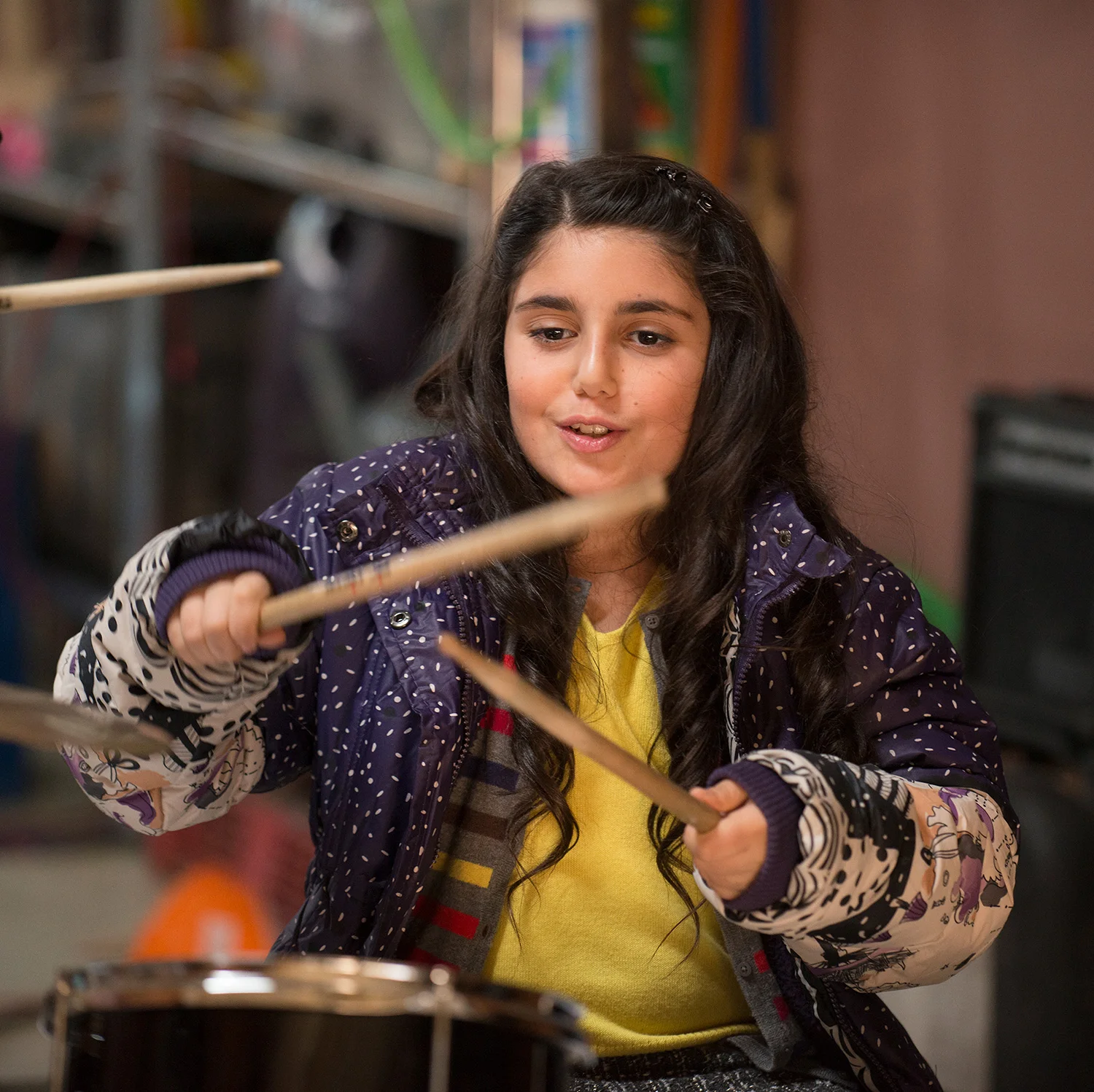 Seanna Pereira, while having a small, decided to take over the drums.