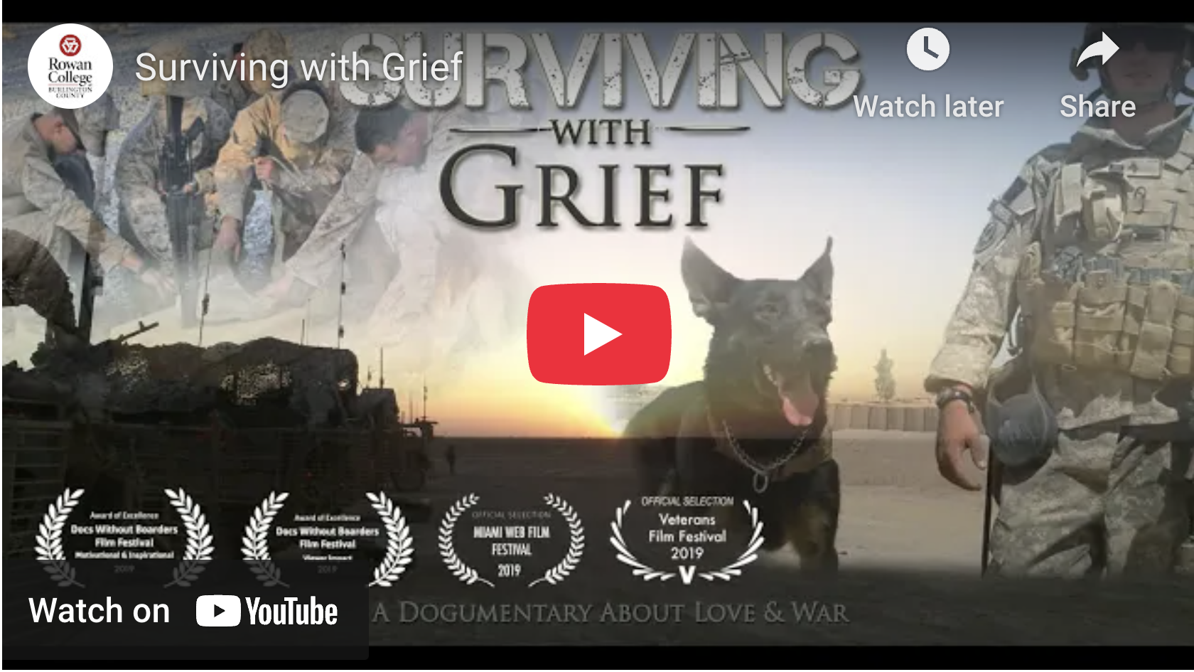 Sgt. Alfred Brenner RCBC Surviving with Grief Documentary talking "Surviving with Grief" with Rowan College at Burlington County