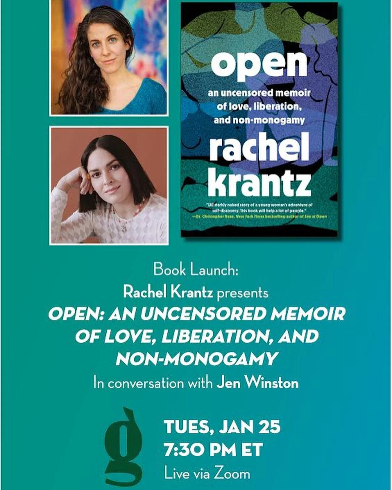 OPEN is out Tuesday, and it would mean so much to me to have you at my virtual launch with @greenlightbklyn @jenerous https://us02web.zoom.us/webinar/register/WN_QPq3FRvKQCKOGYv2c6uf6A. I&rsquo;ll be in person @bookclubbar Jan 26, and I&rsquo;d love 