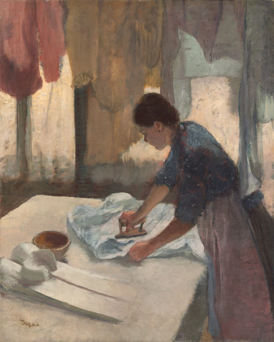 Edgar Degas, Woman Ironing , begun c. 1876 completed c. 1887, oil on canvas, National Gallery of Art, Collection of Mr. and Mrs. Paul Mellon, 1972.74.1. 