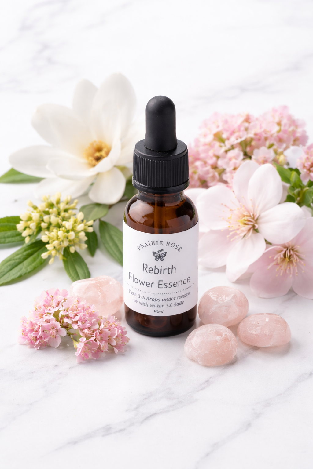 Rebirth – Flower & Crystal Essence | Emotional Healing • Heart Opening • New Beginnings