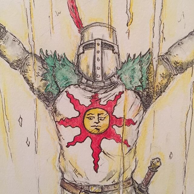 &ldquo;If only I could be so grossly incandescent&rdquo; -Solaire of Astoria 
My favorite character from the @darksoulsgame series. 
Thanks @justin.b.chandler for the drawing suggestion.

#darksouls #praisethesun #drawing #watercolor #ink #charactera