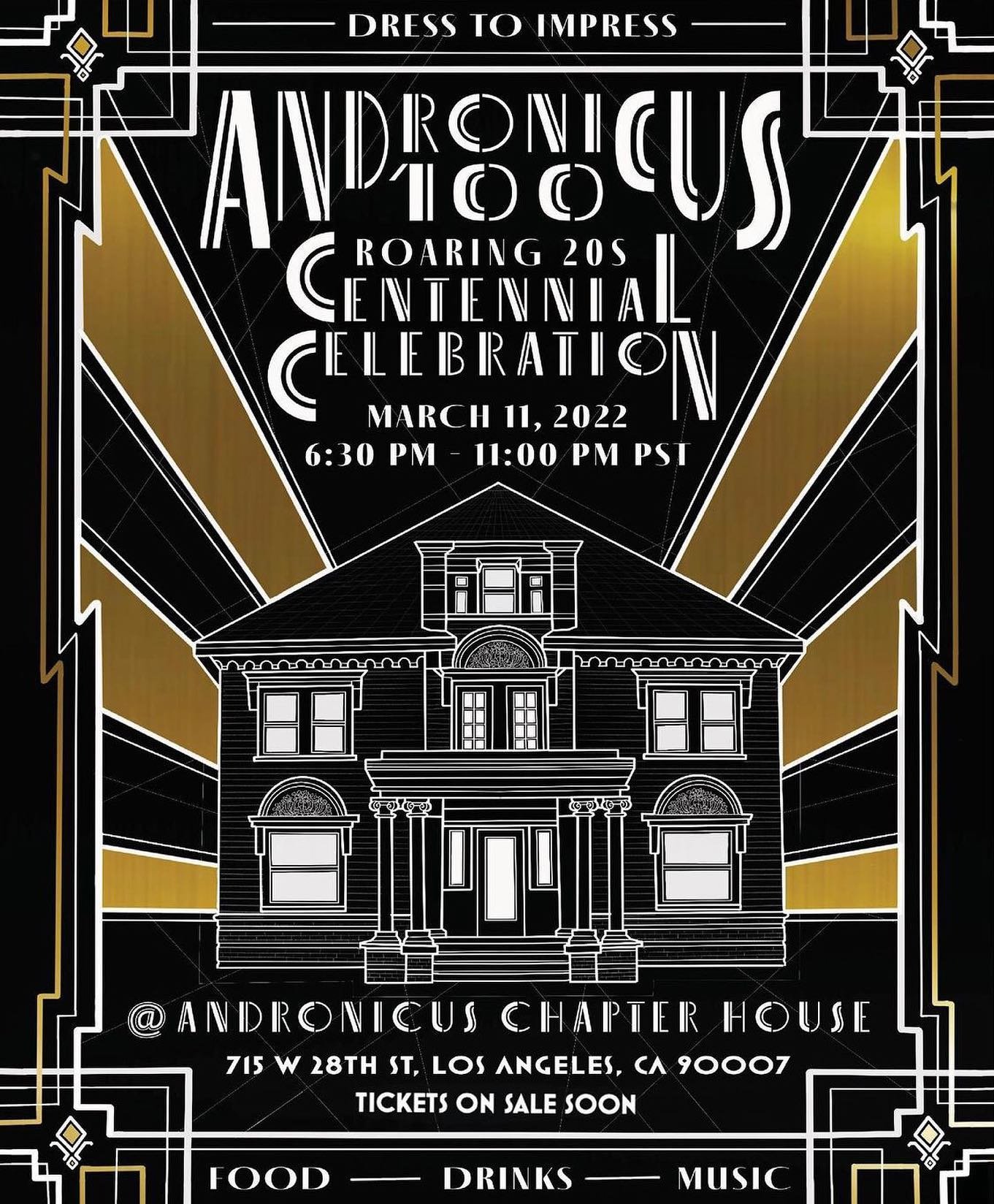 ✨⚜️⚜️ THE ANDRONICUS CHAPTER OF ALPHA RHO CHI TURNS 100! ⚜️⚜️✨

Save the Date! Join the Andronicus Chapter and the Andronicus Alumni Association on March 11, 2022 at the Shankland-Andronicus Chapter House to celebrate 100 years since the founding of 