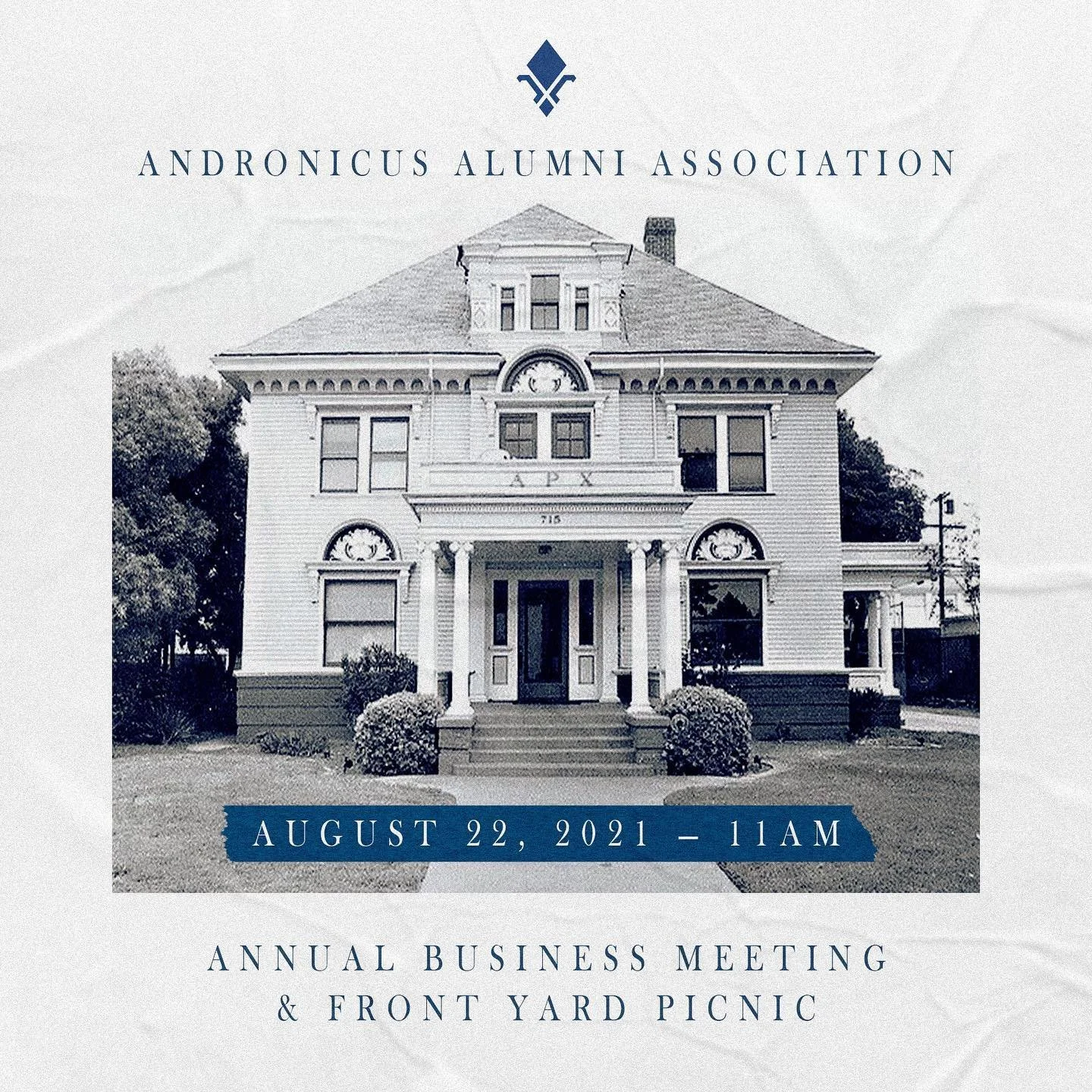 We have some catching up to do! 🗓😄🍻⚜ Join the AAA for our first in-person gathering in almost 18 months at the Shankland Andronicus Chapter House on 8/22 for our Annual Business Meeting followed by a reunion picnic on the front lawn. 🏡 Our missio