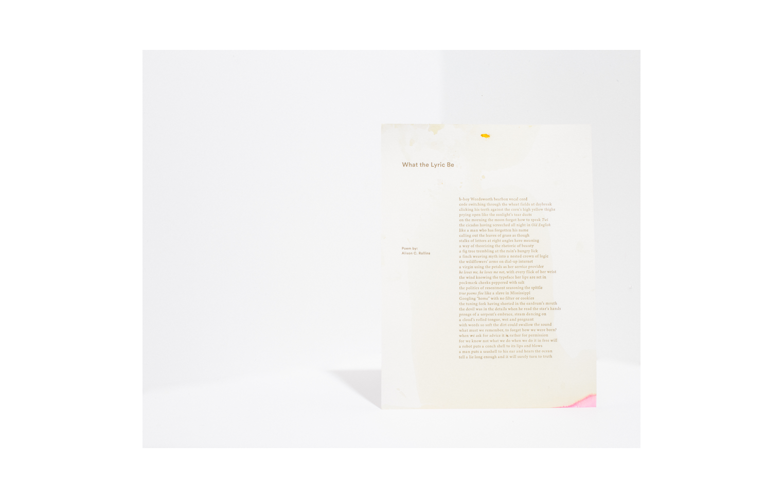 Broadside for Alison Rollins