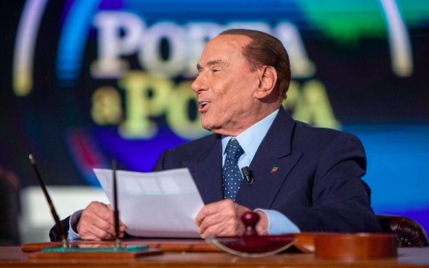 Berlusconi talking about his hair growth and other issues at an interview. (The Telegraph/Alessia Pierdomenico/Bloomberg)