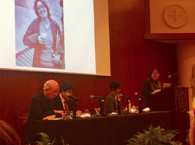 (From left to right): Charles J. Hanley, Dong-Choon Kim, Monica Kim, Christine Hong 