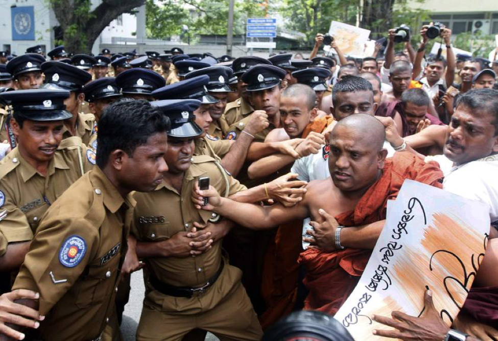 ( Protesters clash with police after 19 were arrested in a Buddhist-Muslim clash in November 2017 ; Credit: Pakistan Today, November 18th, 2017).