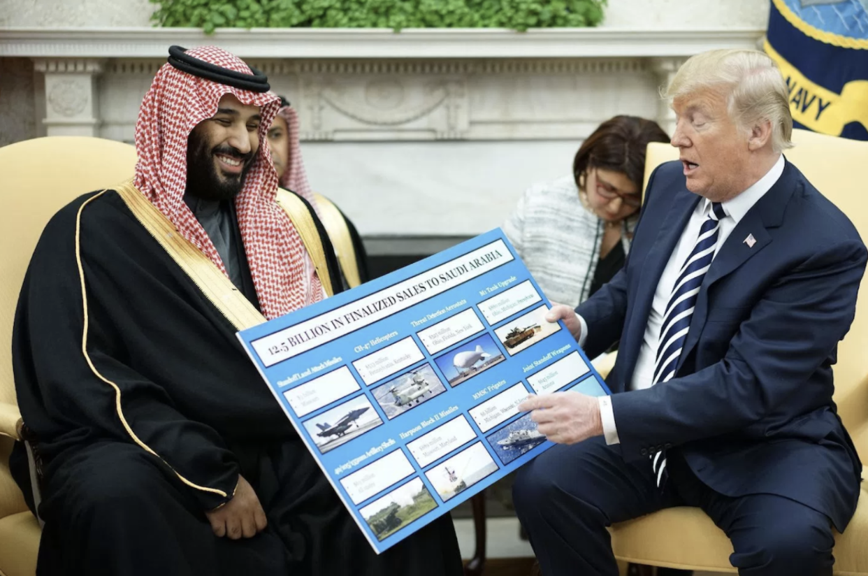 Saudi Crown Prince Mohammed bin Salman meeting with President Donald Trump near the start of Prince Salman’s three-week trip to the United States. from: https://foreignpolicy.com/2018/03/26/saudi-arabia-faces-strong-headwinds-in-congress-over-yemen/