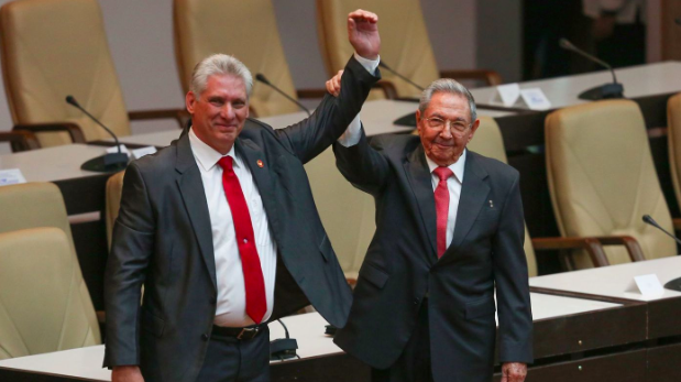 Cuban President Miguel Diaz-Canel (left) with predecessor Raul Castro (Los Angeles Times) 